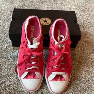 Pink and white Converse All Star low tops